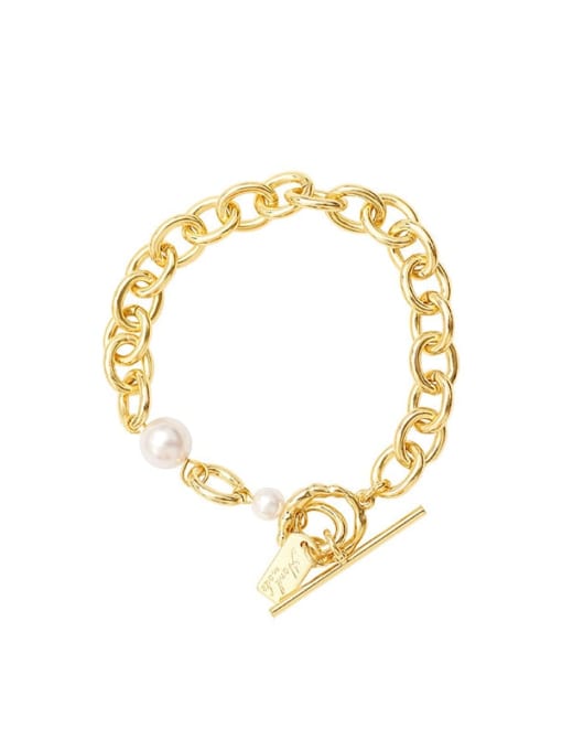 HYACINTH Copper Imitation Pearl Geometric chain  Dainty  Bracelet 2