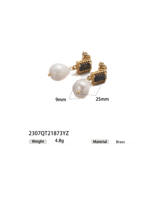 2307QT21873YZ Brass Imitation Pearl Irregular Hip Hop Drop Earring