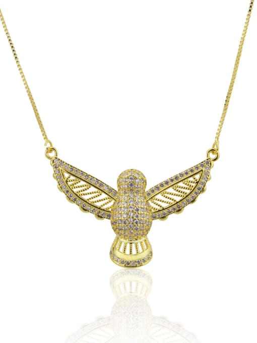 golden Brass Rhinestone Owl Dainty Necklace