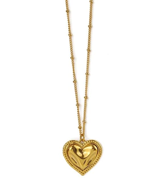 golden Brass Heart Vintage Pendant Necklace