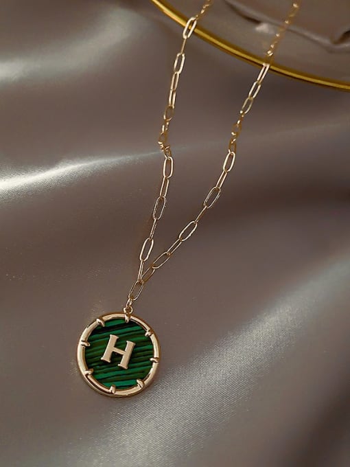 Green（H） Zinc Alloy Green Letter H Trend Initials Necklace