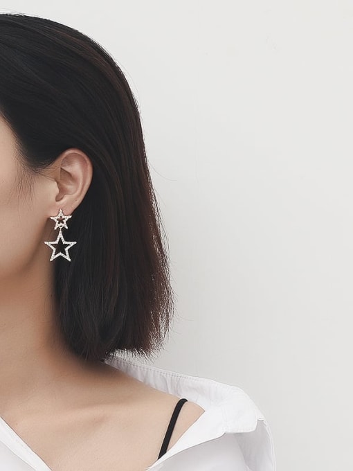 HYACINTH Copper Cubic Zirconia Star Dainty Drop Trend Korean Fashion Earring 1