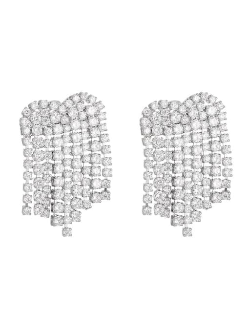 Option 1 (with the same ring) Brass Cubic Zirconia Tassel Luxury Drop Earring