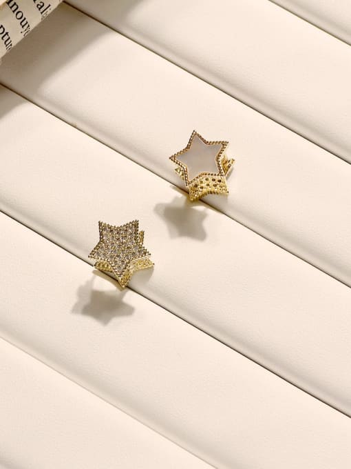 Pentagram star Copper Cubic Zirconia Heart Dainty Stud Trend Korean Fashion Earring