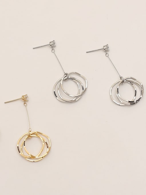 HYACINTH Brass Hollow Geometric Minimalist Drop Trend Korean Fashion Earring 3