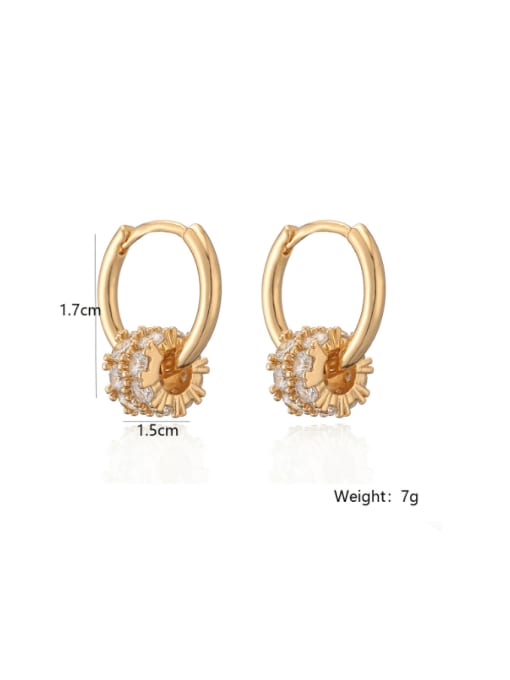 44848 Brass Cubic Zirconia Geometric Minimalist Huggie Earring