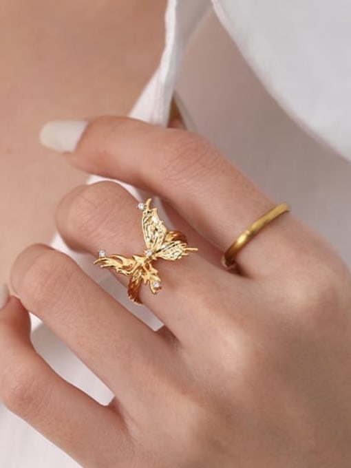 Five Color Brass Butterfly Minimalist Band Ring 1