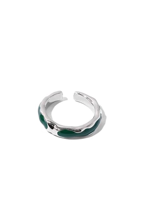 green Brass Enamel Geometric Minimalist Band Ring