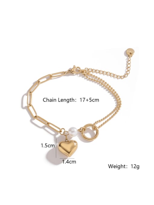 31787 Titanium Steel Heart Minimalist Link Bracelet