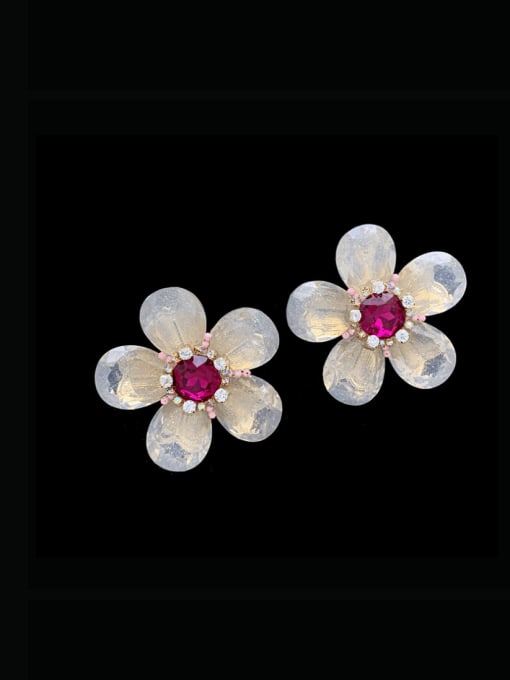 SUUTO Zinc Alloy Resin Flower Luxury Stud Earring 0