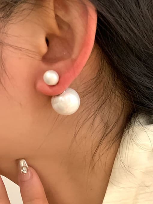YOUH Brass Imitation Pearl Geometric Minimalist Stud Earring 1