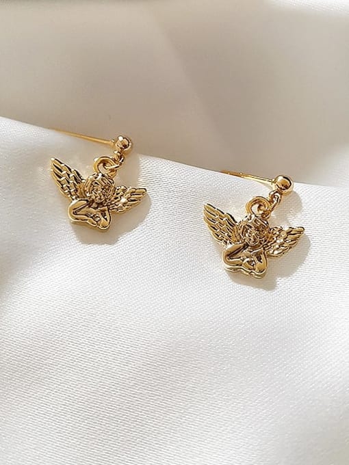 14K  gold Copper Angel Cute Stud Trend Korean Fashion Earring