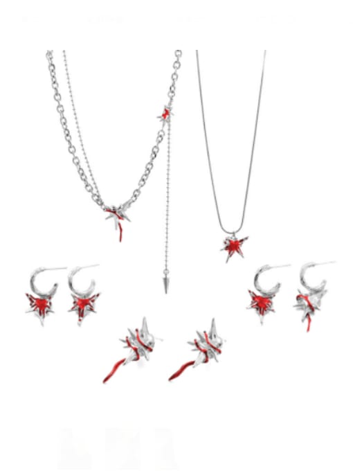 TINGS Brass Enamel Hip Hop Star  Earring and Necklace Set 0