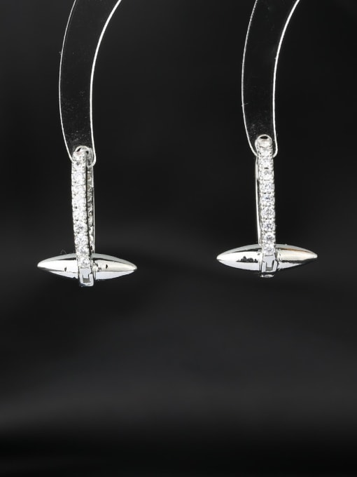 OUOU Brass Cubic Zirconia Geometric Luxury Huggie Earring
