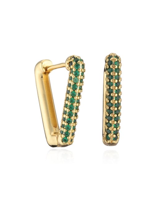 40854 Brass Cubic Zirconia Geometric Vintage Huggie Earring