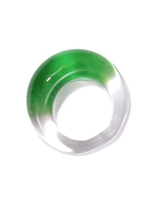 Five Color Hand Green Glass   Geometric Trend Band Ring 4