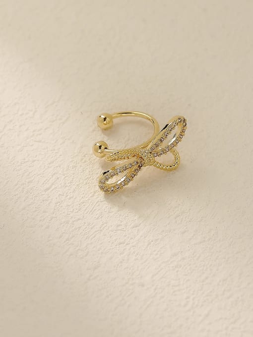 HYACINTH Brass Cubic Zirconia Bowknot Vintage Clip Trend Korean Fashion Earring 2