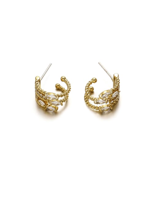 earring Brass Cubic Zirconia Geometric Hip Hop Stud Earring