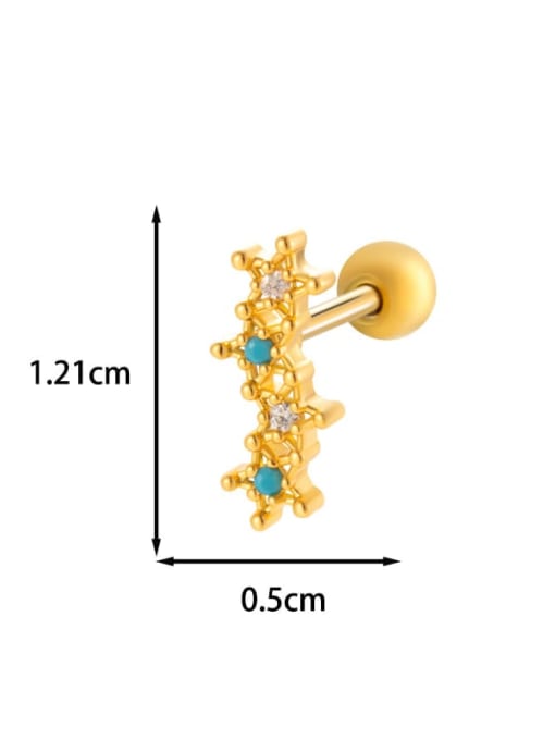 11 #  Gold--Single Brass Cubic Zirconia Heart Bow-Knot Cute Single Earring