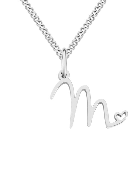 M  steel color Stainless steel Letter Minimalist Necklace