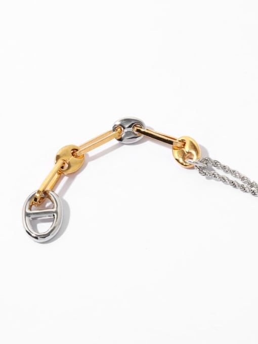 TINGS Brass Geometric Vintage Double-layer twist  chain Link Bracelet 3