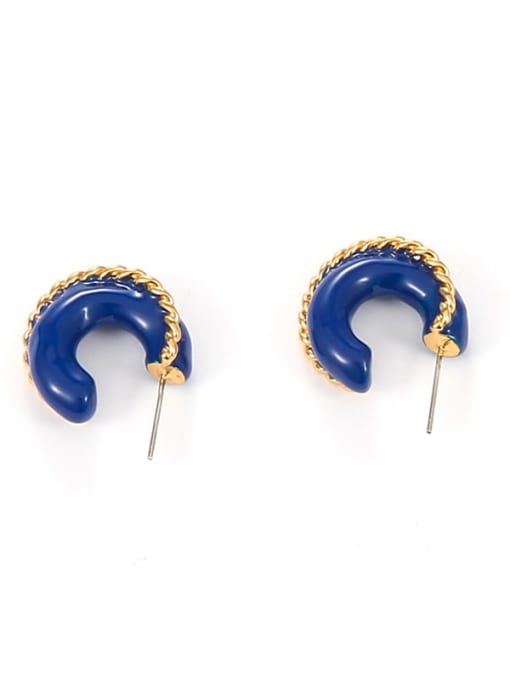 Five Color Brass Enamel Geometric Trend Stud Earring 4
