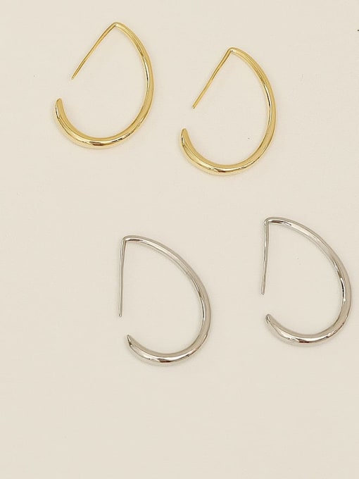 HYACINTH Brass  smooth Geometric Minimalist Hook Trend Korean Fashion Earring 3