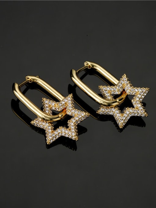 AOG Brass Cubic Zirconia  Vintage Five-pointed star Huggie Earring 1