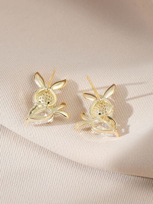 YOUH Brass Cubic Zirconia Rabbit Dainty Stud Earring 2