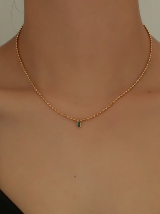 Five Color Brass Bead  Chain Geometric Vintage Necklace 1