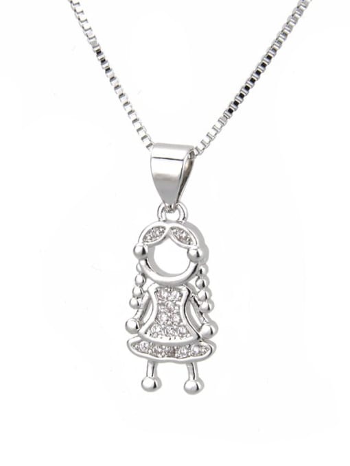 renchi Brass Cubic Zirconia Cute Girl pendant  Necklace 1