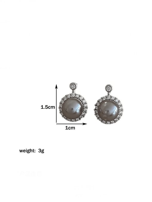 ZRUI Brass Imitation Pearl Geometric Minimalist Drop Earring 3