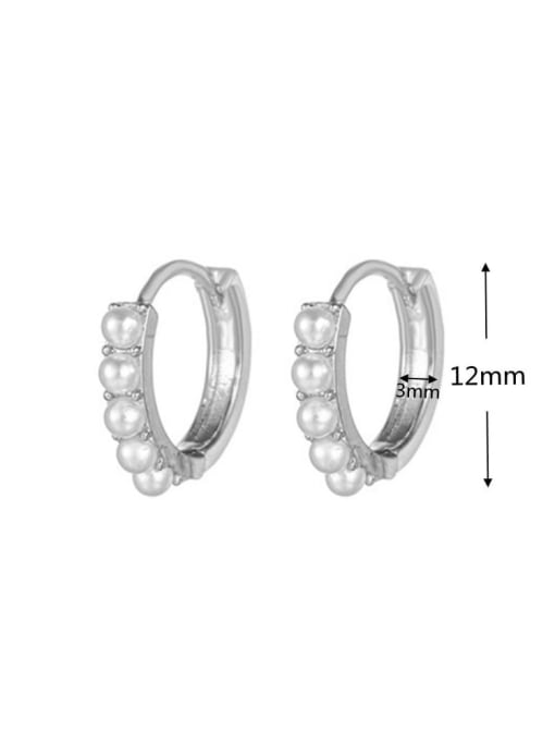 754 white K Brass Imitation Pearl Round Minimalist Huggie Earring