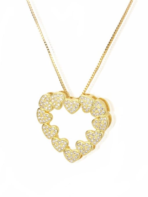 renchi Brass Cubic Zirconia Heart Minimalist Necklace 2