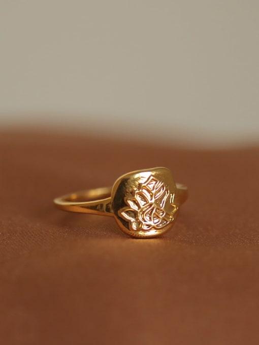 ACCA Brass Geometric Flower Vintage Band Ring 2