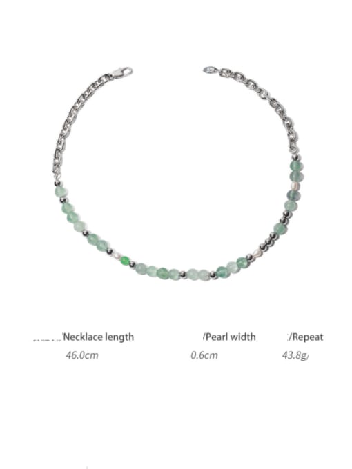 Cyan Necklace Brass Freshwater Pearl Geometric Minimalist Beaded Necklace