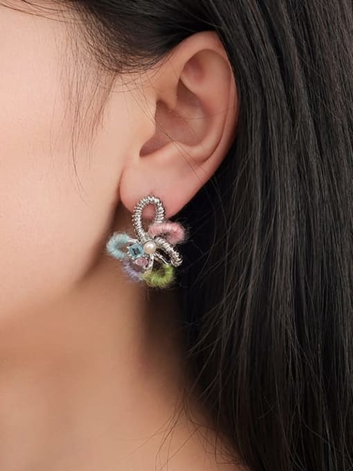 TINGS Brass Velvet Flower Minimalist Stud Earring 1