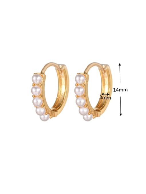 755 gold Brass Imitation Pearl Round Minimalist Huggie Earring