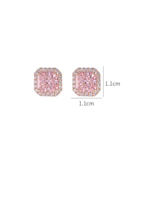 YOUH Brass Cubic Zirconia Pink Geometric Dainty Stud Earring 2