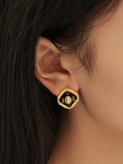 Five Color Brass Enamel Geometric Bohemia Stud Earring 1