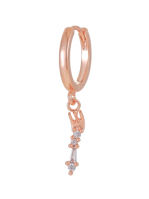 EK00225 Rose Gold Brass Cubic Zirconia Animal Cute Single Earring( Single-Only One)