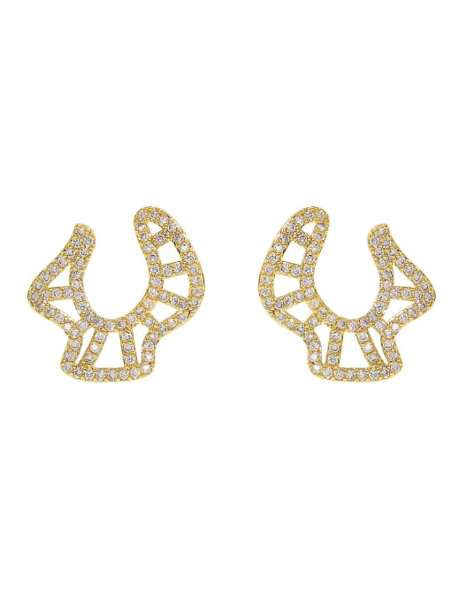 HYACINTH Brass Cubic Zirconia Geometric Hip Hop Stud Earring