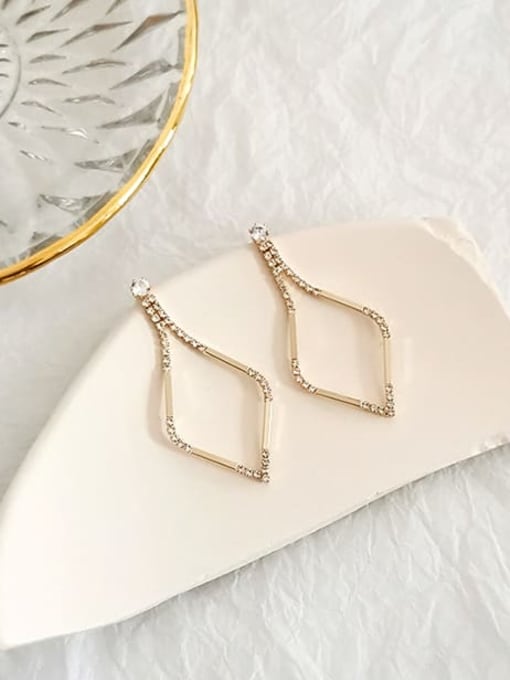 14K gold Copper Cubic Zirconia Geometric Minimalist Drop Trend Korean Fashion Earring