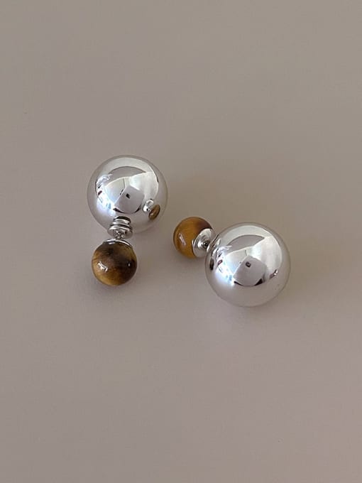 YOUH Brass Imitation Pearl Geometric Minimalist Stud Earring 2