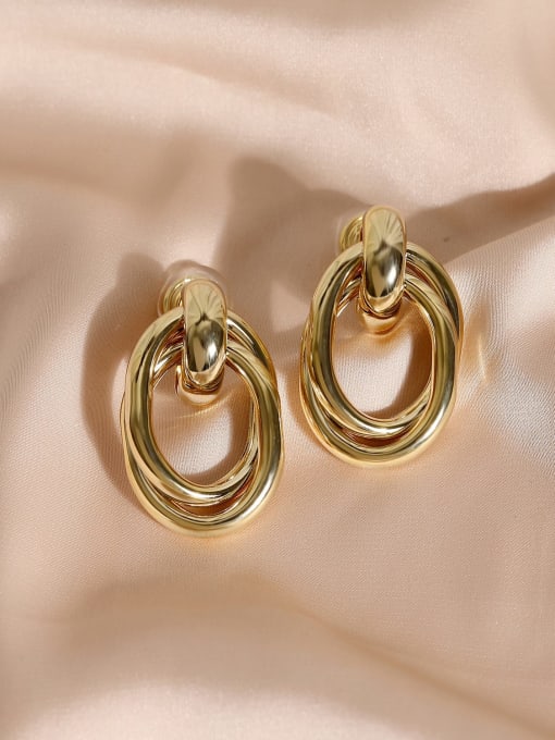 HYACINTH Brass Hollow Geometric Vintage Clip Earring 2