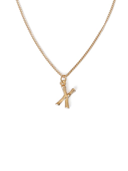 X Brass Letter Pendant Artisan Necklace