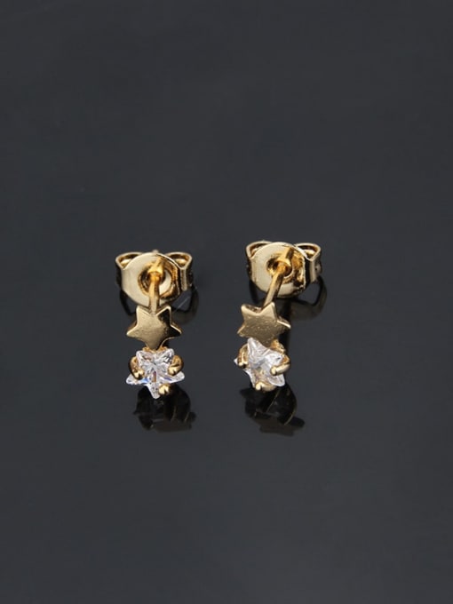renchi Brass Cubic Zirconia Star Minimalist Stud Earring 4