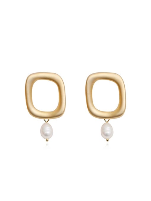Dumb gold Copper Imitation Pearl Geometric Minimalist Drop Trend Korean Fashion Earring