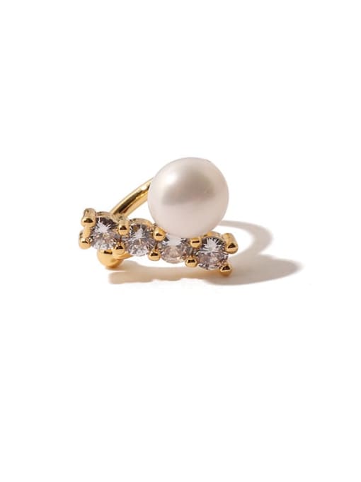 TINGS Brass Imitation Pearl Geometric Vintage Single Earring(Single-Only One) 2