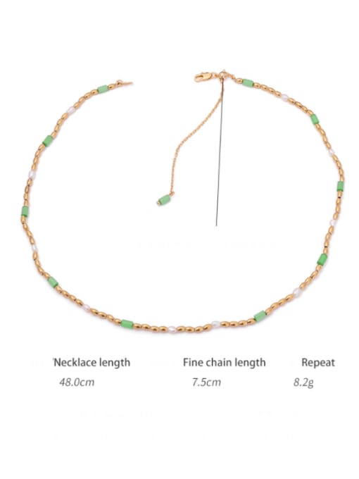 TINGS Brass Imitation Pearl Geometric Minimalist Beaded Necklace 2